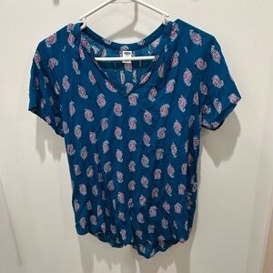 Old Navy Paisley Teal Blouse Size Extra Small